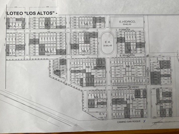 Loteo "Los Altos" , Al Norte del Parque Favarolo y al Oeste de calle N.Zamaro, ciudad de San Justo, provincia de Santa Fe.